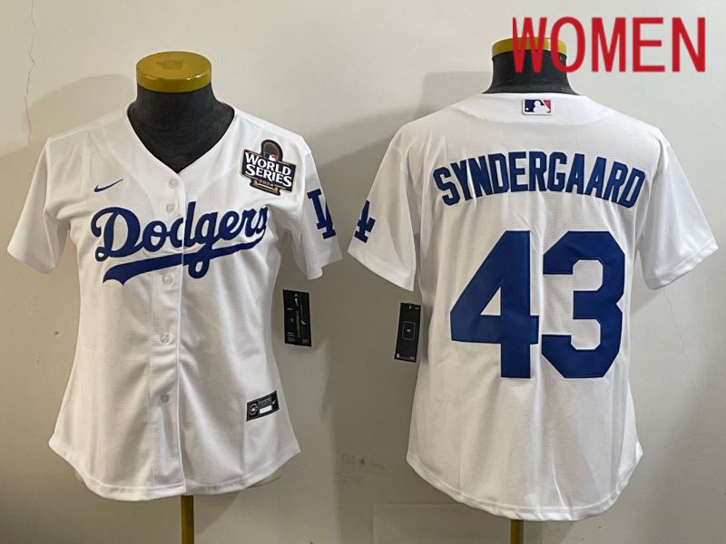 Women Los Angeles Dodgers #43 Syndergaard White Game 2024 Nike MLB Jersey style 11201